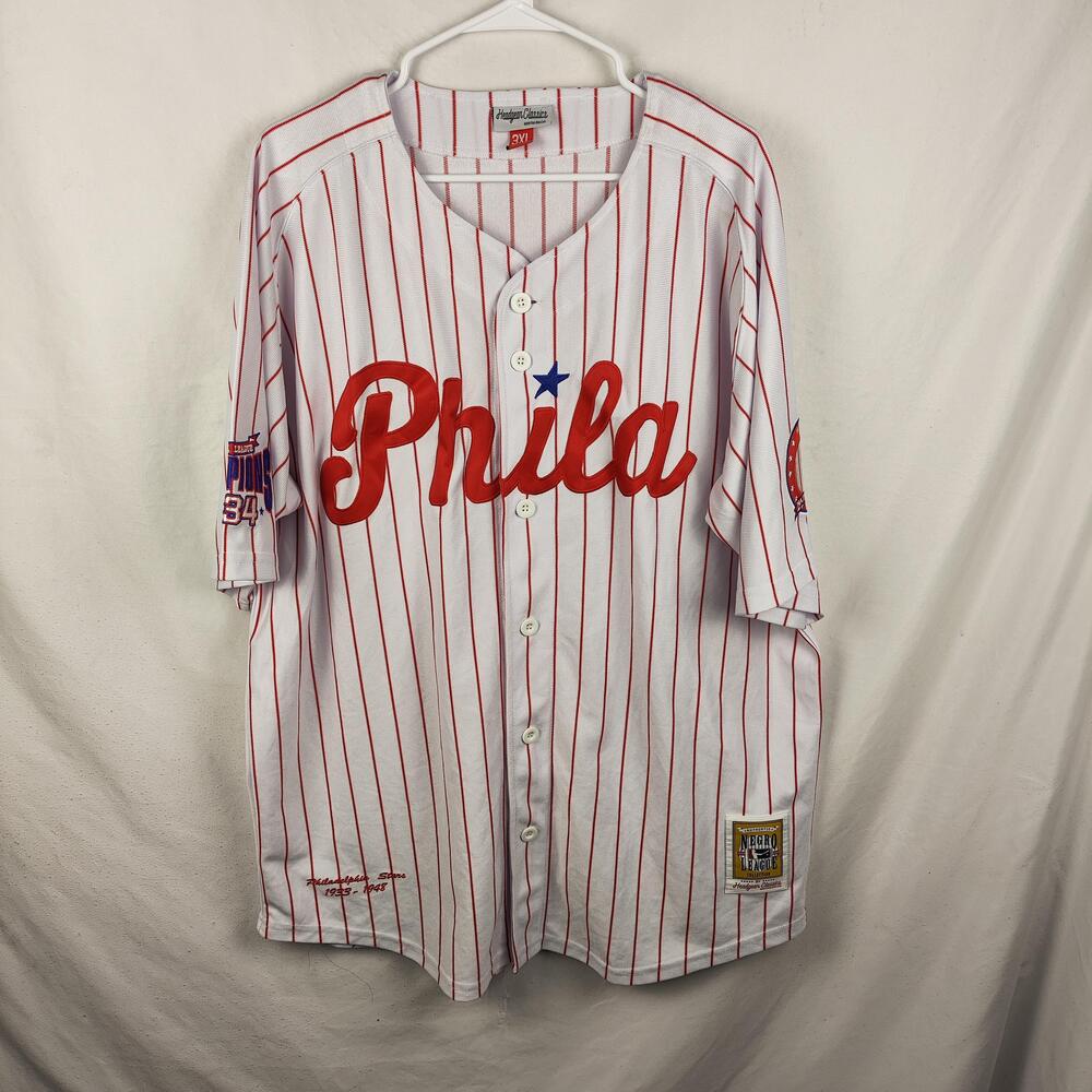 Philadelphia Stars Jersey Mens 3XL White Negro Leagues Baseball Headgear